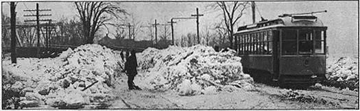 Trolley Car at Frog Hole in the Winter of 1915.